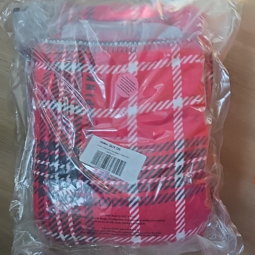 PINK Victoria's Secret Red and Black Plaid Throw Blanket